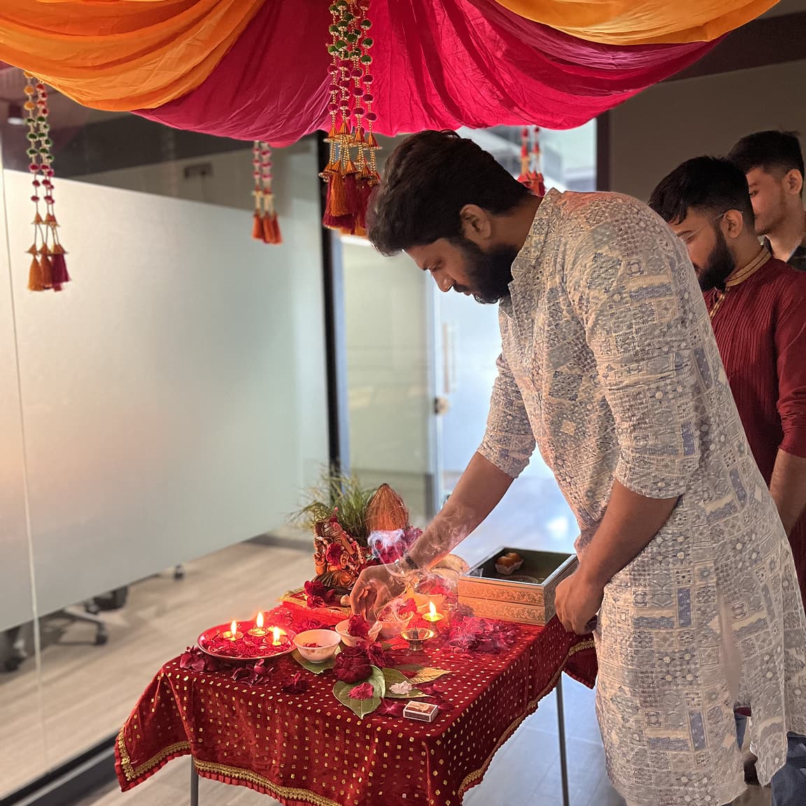 Festival Puja with Diyas